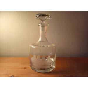 Romanian Crystal Captains Whiskey Decanter with Etched Clipper Ship